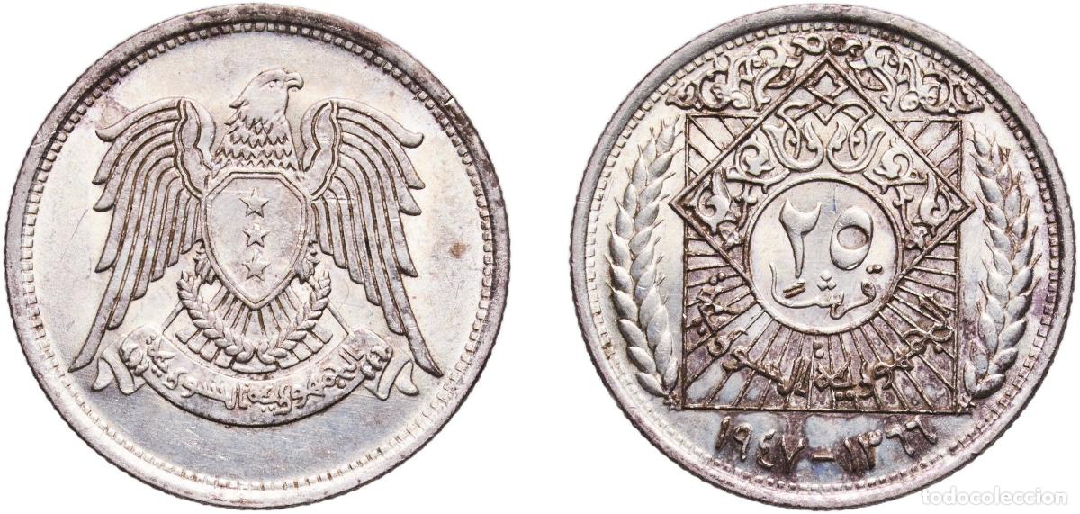 Material numism&aacute;tico: Syria Republic AH1366 (1947) 25 Qirsh / Piastres Silver (.600) (Copper .400) Philadelphia Mint (630