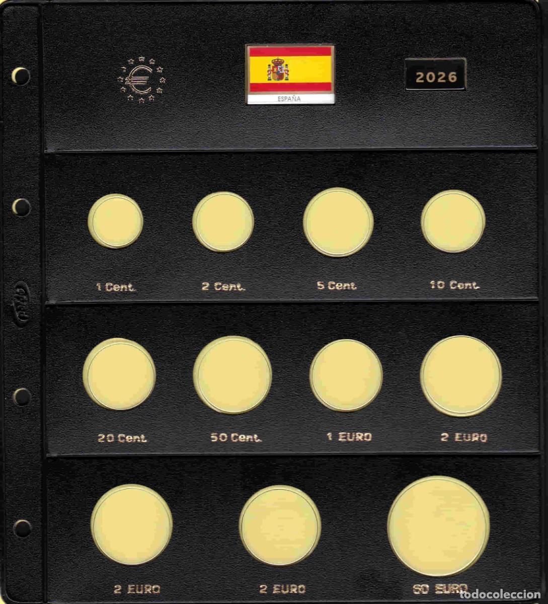 Material numism&aacute;tico: Hoja funda Pardo para serie 8 monedas EURO + 2 &euro; + 2 &euro; + 60 &euro; - 11 alojamientos A&ntilde;o 2026 Mod. 179600