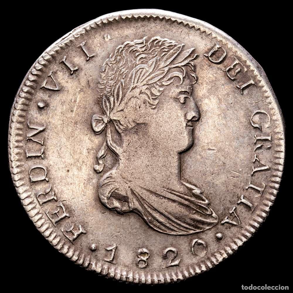 Material numism&aacute;tico: Fernando VII (1808-1833). 8 reales. 1820. Zacatecas. AG. (Cal-1463). Ag. 26,52 gramos. Escasa. VF+.