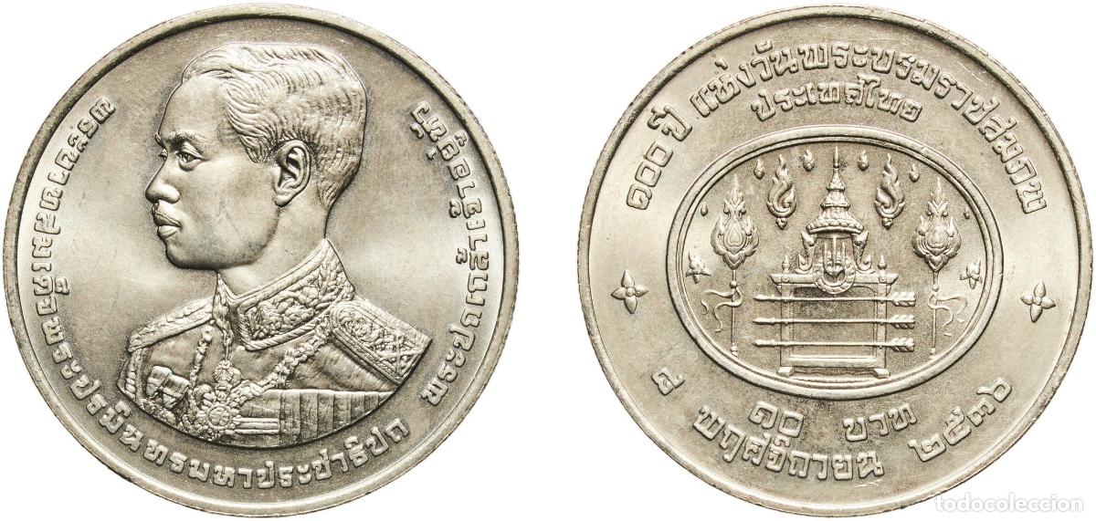 Material numism&aacute;tico: Thailand Kingdom BE 2536 (1993) 10 Baht - Rama IX (Rama VII) Copper-nickel (800000) 15.03g UNC Y 2