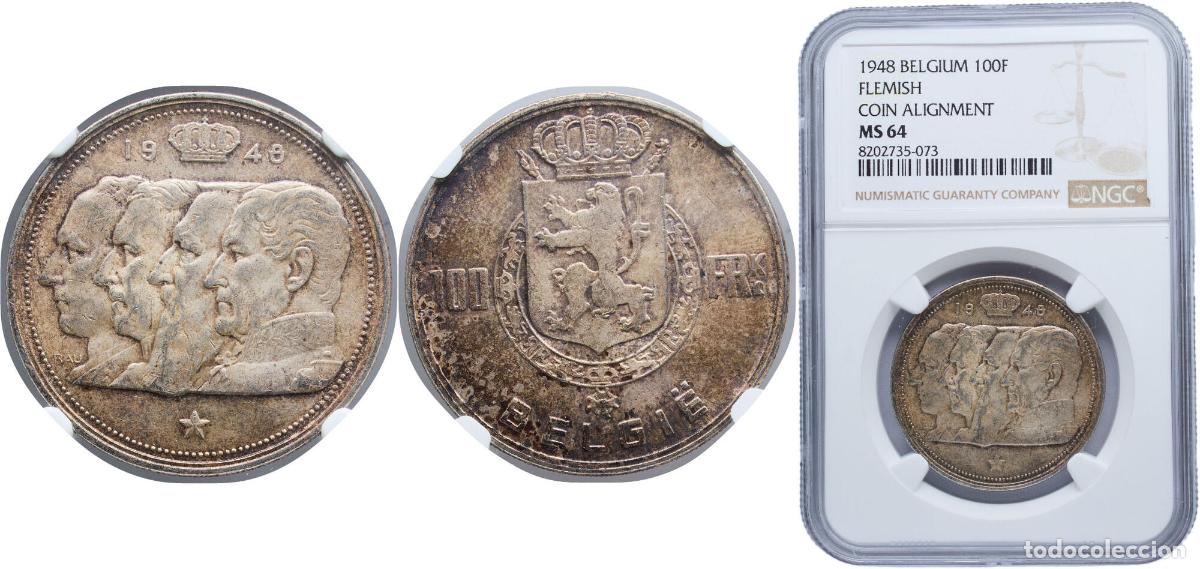Material numism&aacute;tico: Belgium Kingdom 1948 100 Francs (Kings; Dutch text) Silver (.835) (16.5% copper) Royal Mint of Belg