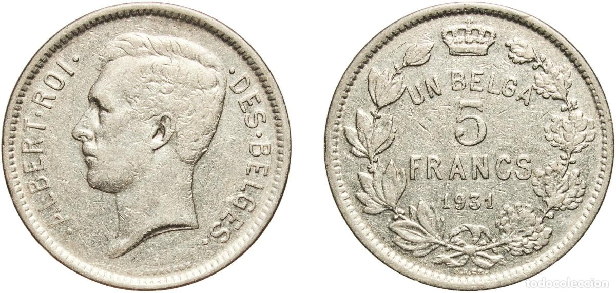 Material numism&aacute;tico: Belgium Kingdom 1931 1 Belga / 5 Francs - Albert I (French text) Nickel Royal Mint of Belgium (9032