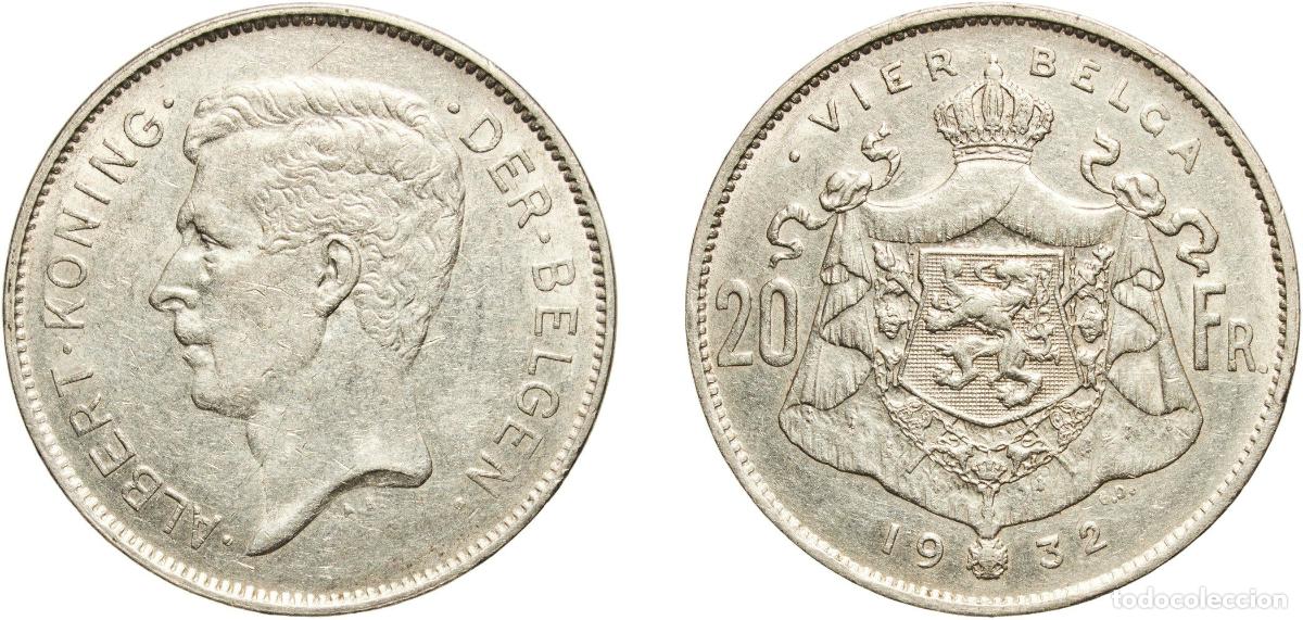 Material numism&aacute;tico: Belgium Kingdom 1932 4 Belga / 20 Francs - Albert I (Dutch text) Nickel Royal Mint of Belgium 19.65