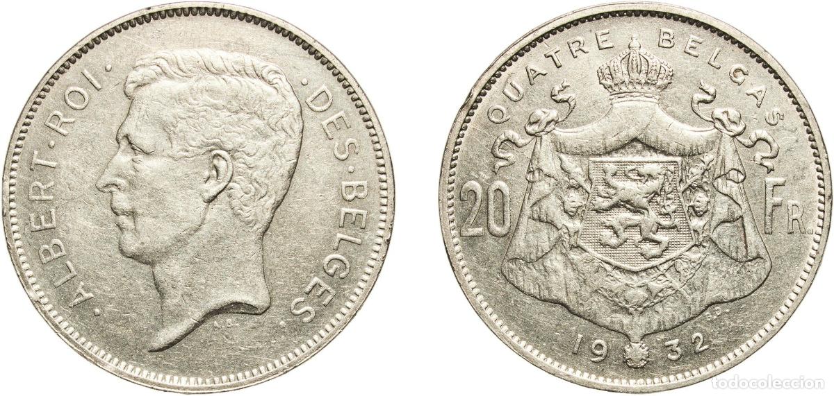 Numismatisches Material: Belgium Kingdom 1932 4 Belga / 20 Francs - Albert I (French text) Nickel Royal Mint of Belgium 20.1