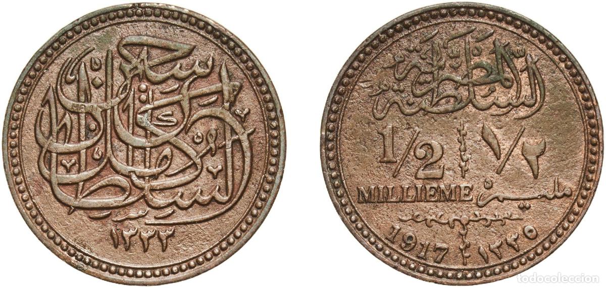 Material numism&aacute;tico: Egypt Arab Republic of Egypt AH1335 (1917) &frac12; Millieme - Hussein Kamel Bronze Calcutta Mint (4000000