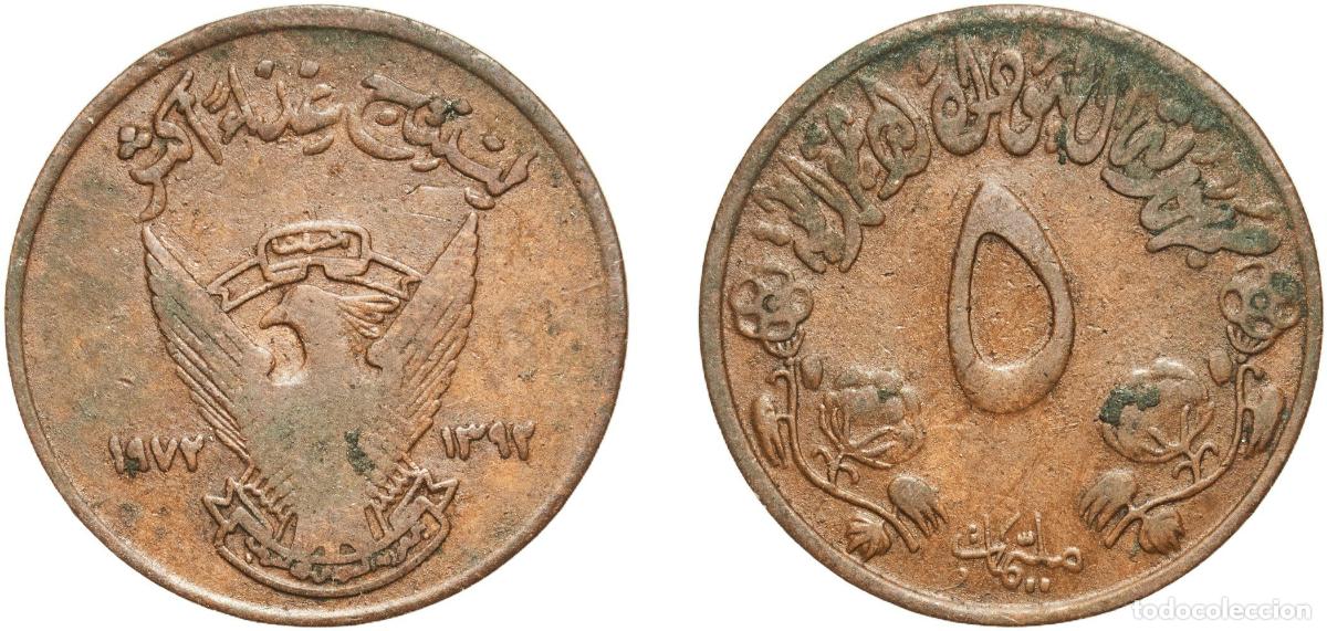 Material numism&aacute;tico: Sudan Democratic Republic AH1392 (1972) 5 Milliemes (FAO) Bronze (95% Copper, 4% Tin, 1% Zinc) (600