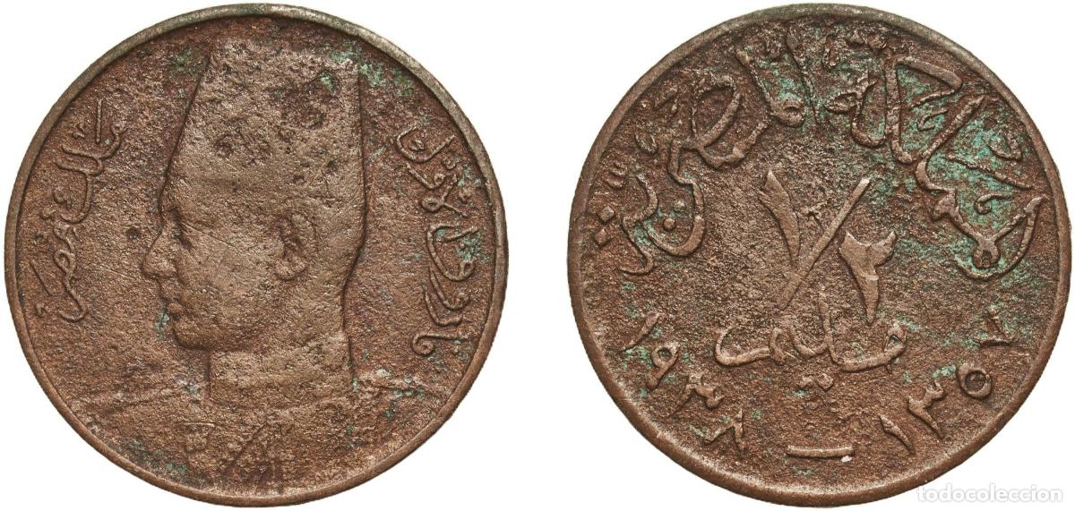 Material numism&aacute;tico: Egypt Ottoman Empire AH1357 (1938) &frac12; Millieme - Farouk Bronze Heaton and Sons / The Mint Birmingham