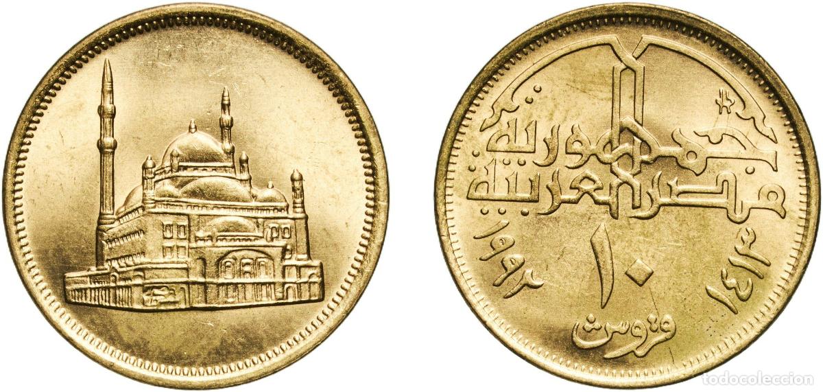 Material numism&aacute;tico: Egypt Arab Republic of Egypt AH1413 (1992) 10 Qirsh Aluminium bronze Cairo Mint (175198000) 4.84g U