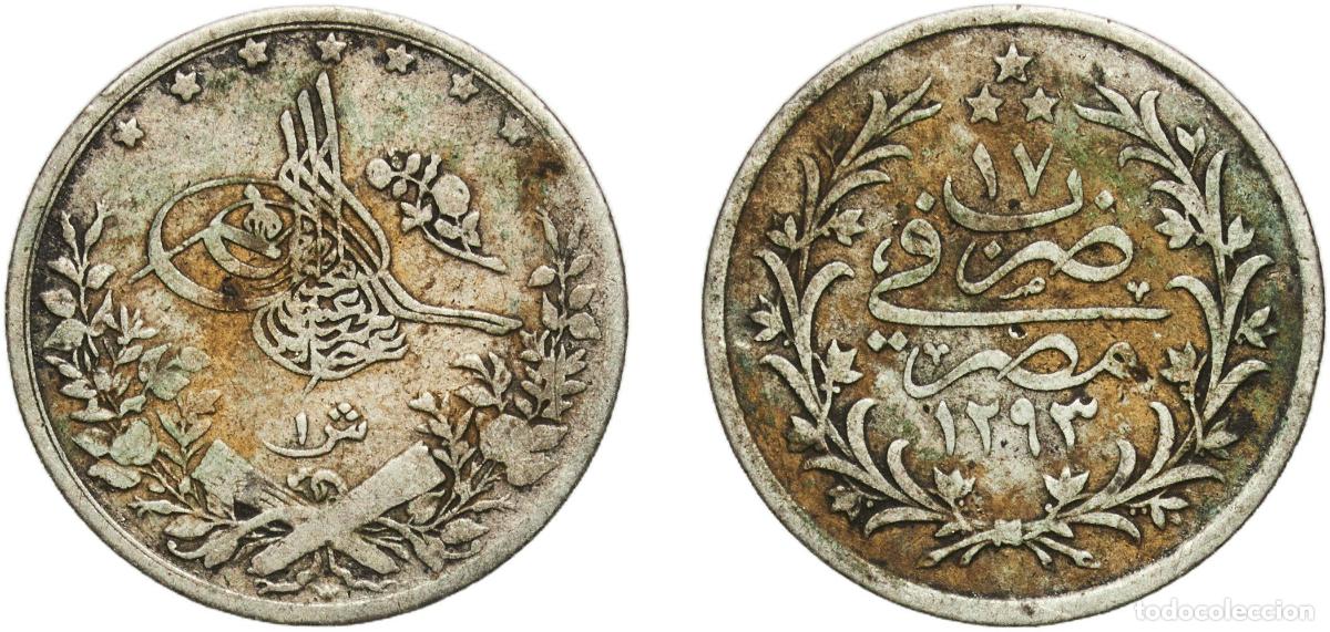 Material numism&aacute;tico: Egypt Arab Republic of Egypt AH1293 (1892) W 1 Qirsh - Abdul Hamid II Silver (.833) Berlin Mint (54