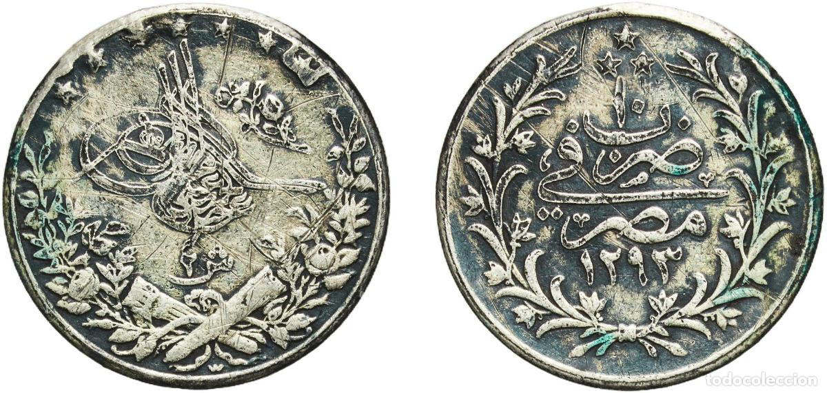 Material numism&aacute;tico: Egypt Arab Republic of Egypt AH1293 (1884) W 2 Qirsh - Abdul Hamid II Silver (.833) Berlin Mint (4