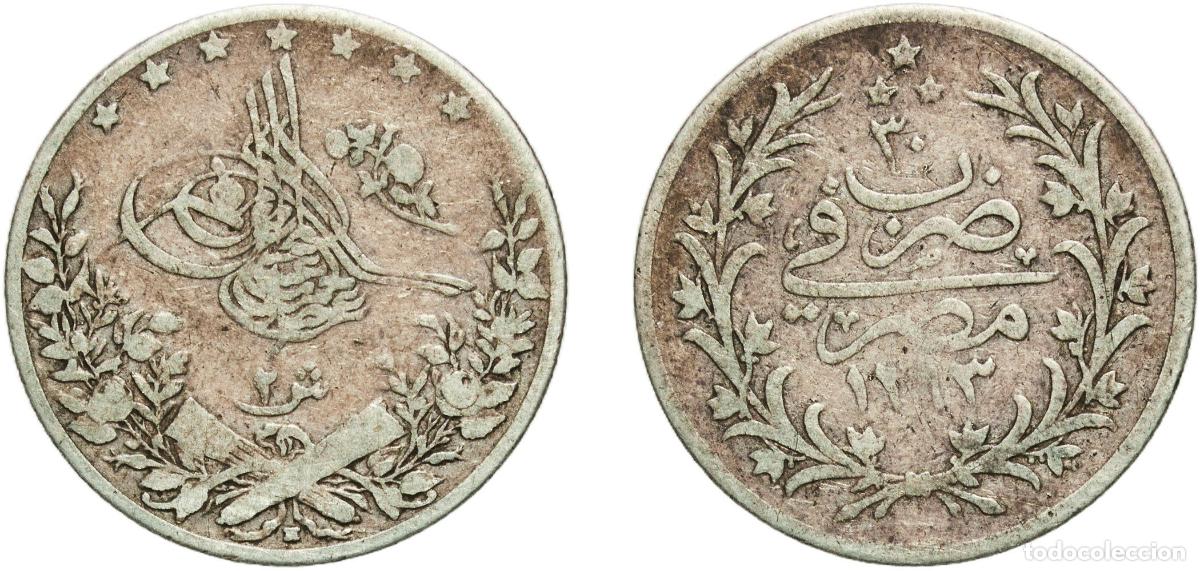 Material numism&aacute;tico: Egypt Arab Republic of Egypt AH1293 (1894) W 2 Qirsh - Abdul Hamid II Silver (.833) Berlin Mint (11