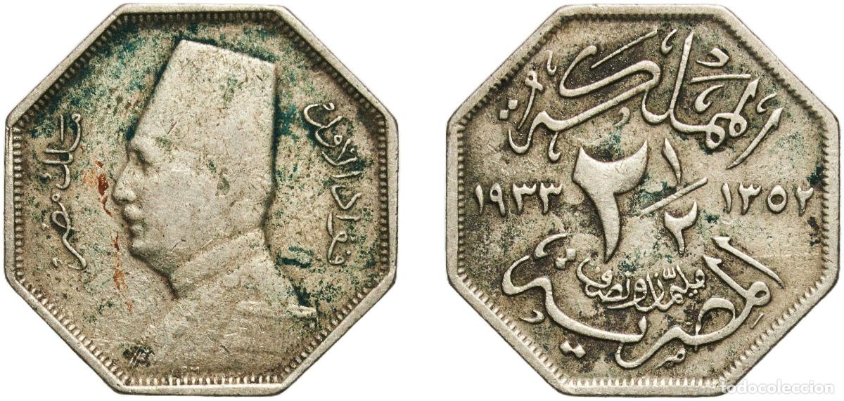 Material numism&aacute;tico: Egypt Kingdom AH1352 (1933) 2&frac12; Milliemes - Fuad Copper-nickel Heaton and Sons / The Mint Birmingham