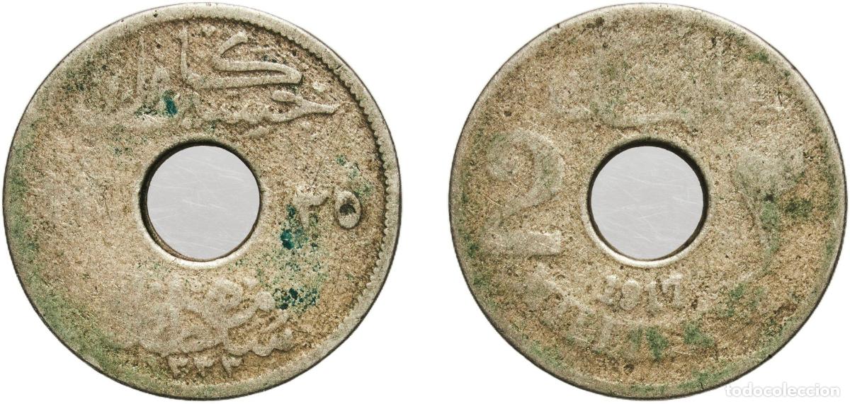 Material numism&aacute;tico: Egypt British Protectorate AH1335 (1917) 2 Milliemes - Hussein Kamel Copper-nickel Bombay Mint (270
