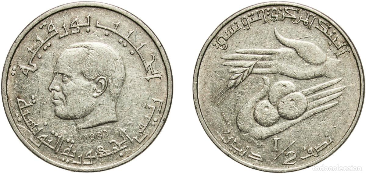 Material numism&aacute;tico: Tunisia Republic 1983 &frac12; Dinar (Habib Bourguiba) Copper-nickel VDM Metals / Vereinigte Deutsche Meta