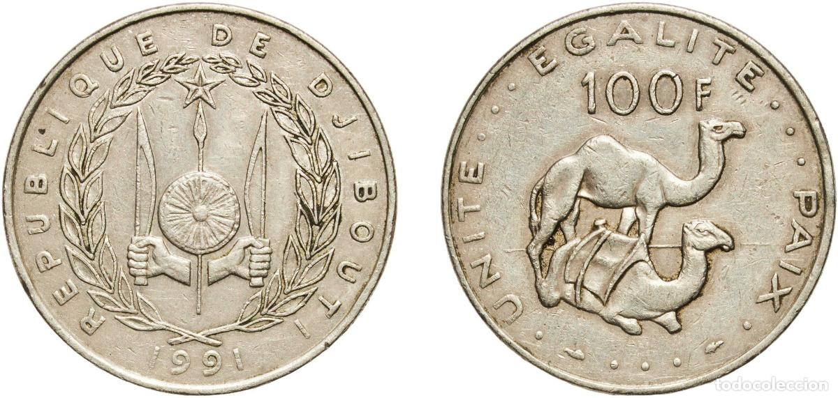 Material numism&aacute;tico: Djibouti Republic 1991 100 Francs Copper-nickel (75% Copper, 25% Nickel) Paris Mint (1200000) 12.15