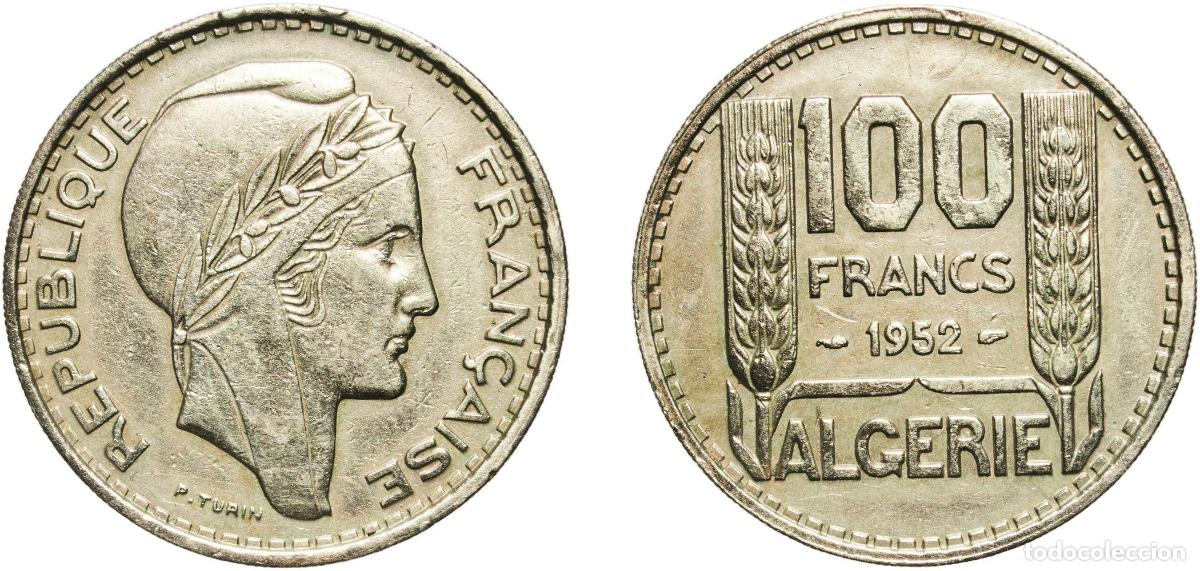 Material numism&aacute;tico: Algeria French Overseas Department 1952 100 Francs Copper-nickel (75% Copper, 25% Nickel) Paris Min