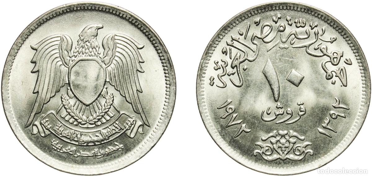 Material numism&aacute;tico: Egypt Arab Republic of Egypt AH1392 (1972) 10 Qirsh Copper-nickel (75% Copper, 25% Nickel) Cairo Mi