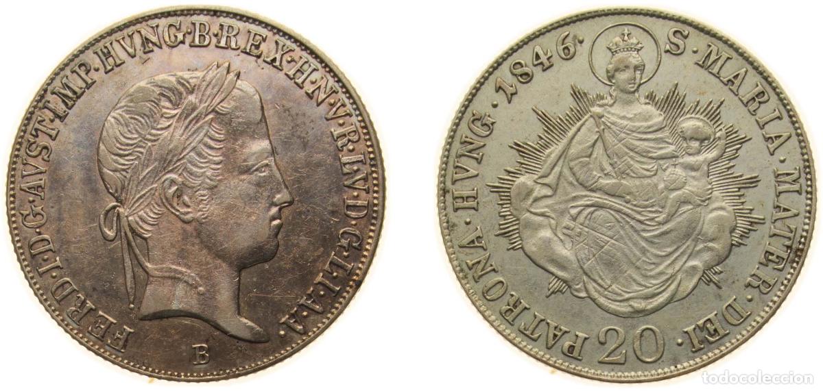 Material numism&aacute;tico: Hungary Kingdom 1846 B 20 Krajcz&aacute;r - Ferdinand V Silver (.583) Kremnica Mint (3263000) 6.68g AU &Eacute;H