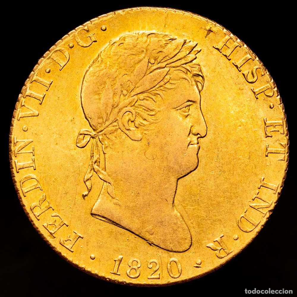 Material numism&aacute;tico: Fernando VII (1808-1833). 4 escudos. 1820. Madrid. GJ. (Cal-1716). Au. 13,53 gramos. MBC+.