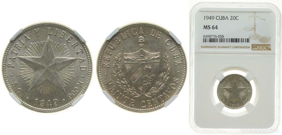Material numism&aacute;tico: Cuba First Republic 1949 20 Centavos Silver (.900) (silver 90%, copper 10%) Philadelphia Mint (1317