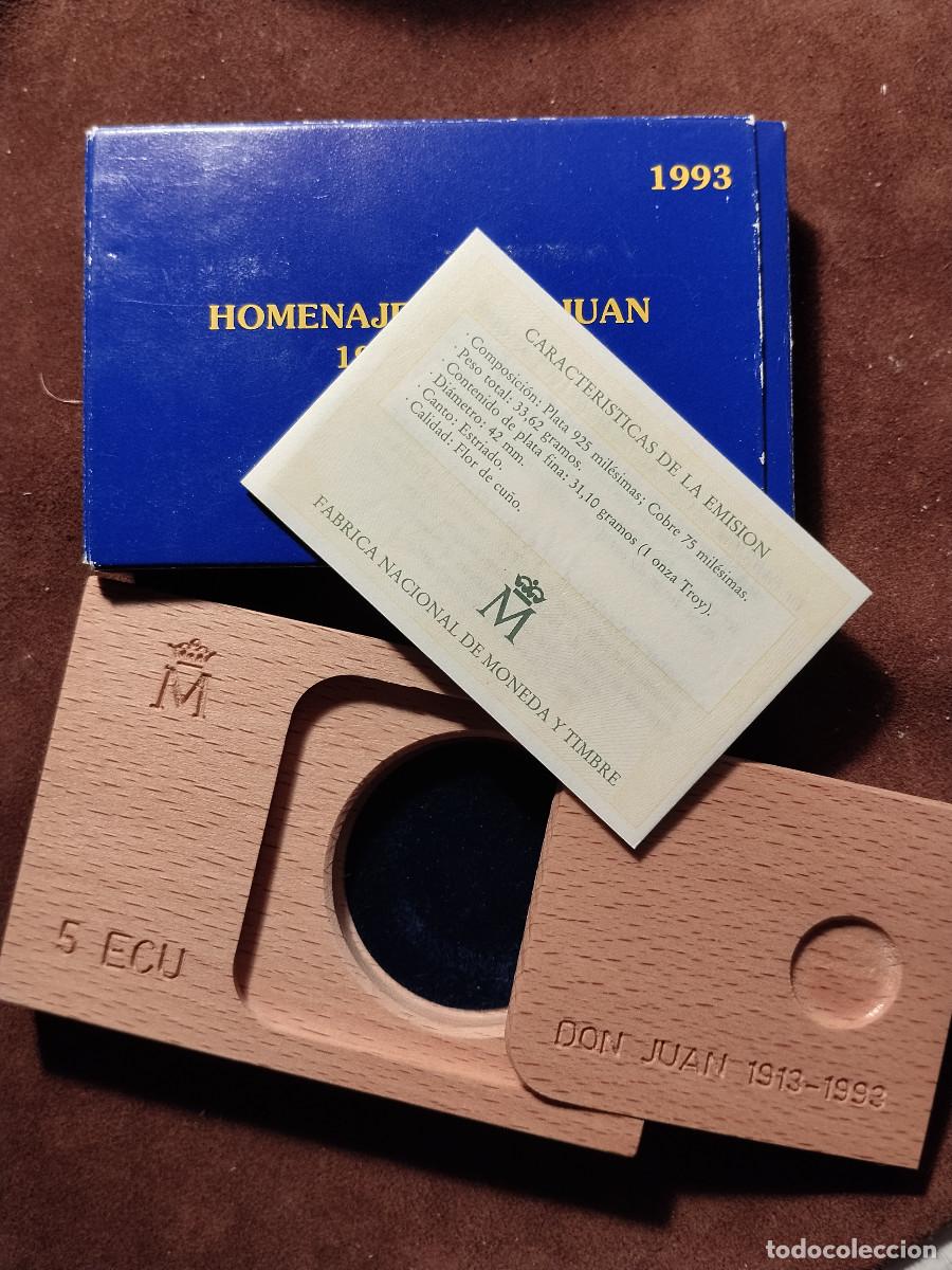 Numismatisches Material: Estuche original FNMT 5 ECU 1993 &ndash; Homenaje a Don Juan &ndash; Con peana y certificado