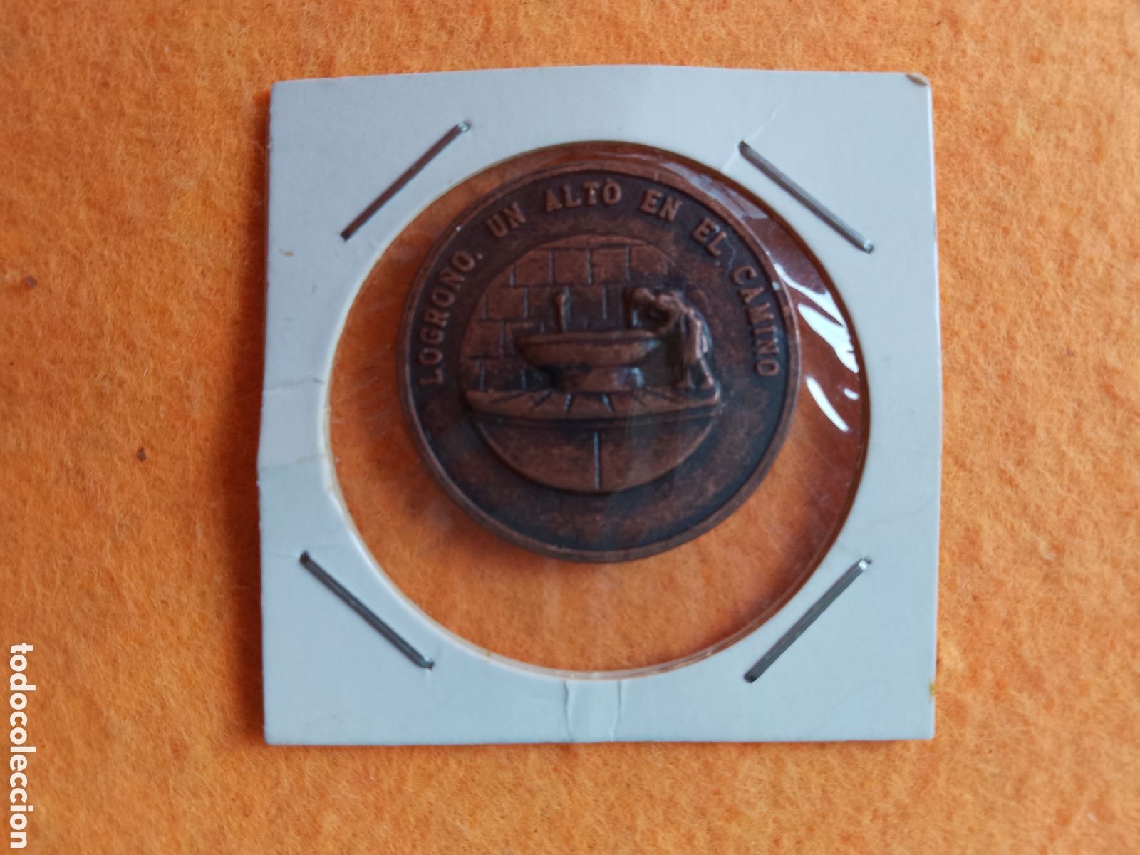 Material numism&aacute;tico: LOGRO&Ntilde;O UN ALTO EN EL CAMINO-MEDALLA BRONCE VIEJO