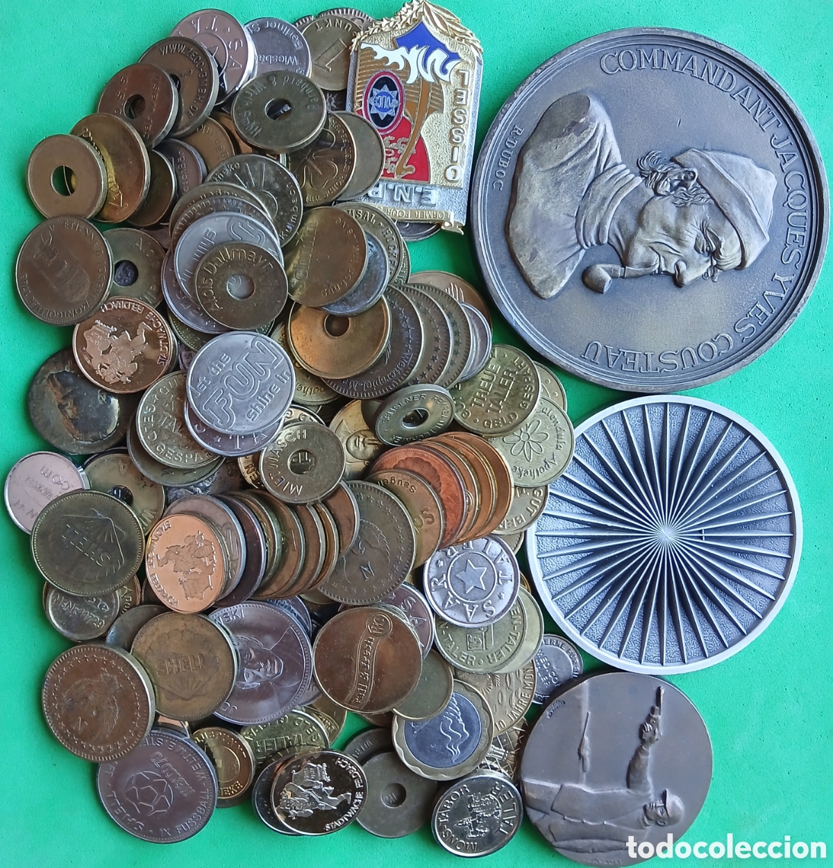Material numism&aacute;tico: Lote 1300 gramos de token, fichas y medallas