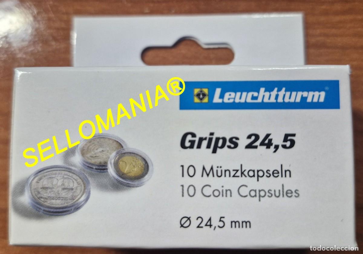 Material numism&aacute;tico: CAJA 10 CAPSULAS MONEDA REDONDA 24,5 mm MARCA LEUCHTTURM PRIMERA CALIDAD ALEMANA