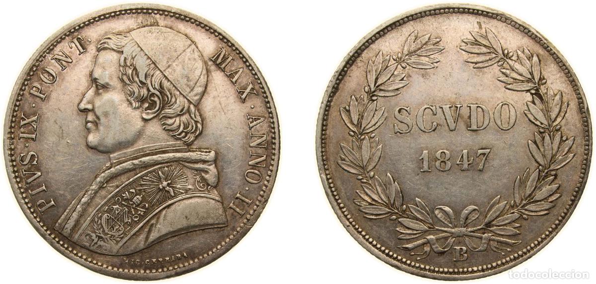 Numismatic Material: Italy Papal States Italian states 1847//II B 1 Scudo - Pius IX Silver (.900) Rome Mint (20115) 26.8