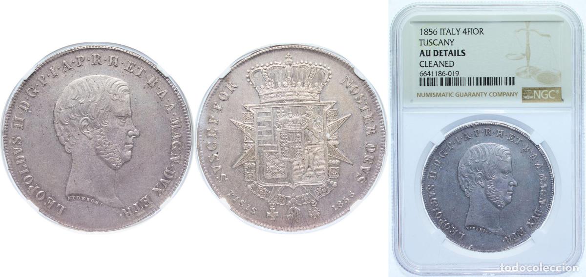 Material numism&aacute;tico: Italy Tuscany Italian states 1856 1 Francescone - Leopoldo II Silver (.916) (374800) 27.48g NGC AU