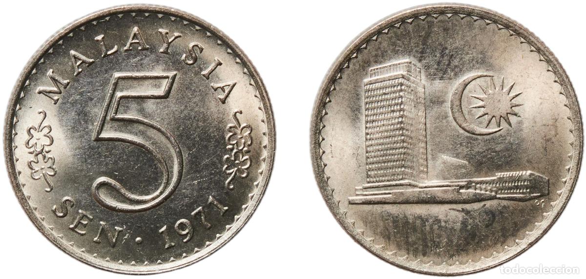 Numismatic Material: Malaysia British colony 1971 5 Sen - First Series Coins - Parliament Copper-nickel (75% Copper, 25%