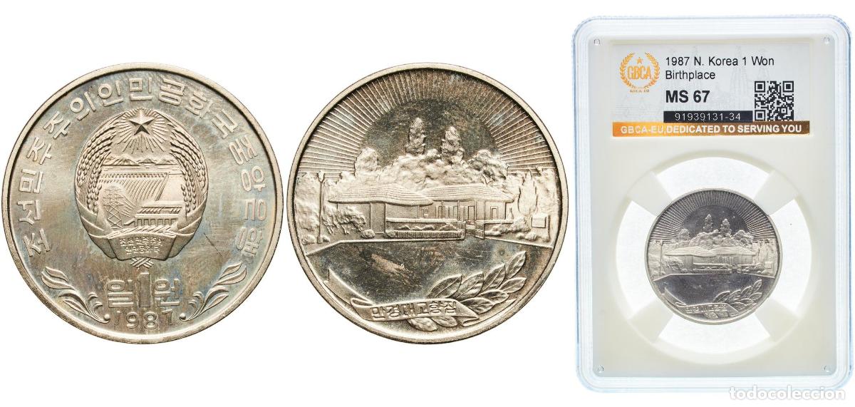 Material numism&aacute;tico: North Korea Democratic People's Republic 1987 1 Won (Birthplace) Copper-nickel 12.7g GBCA MS KM 13