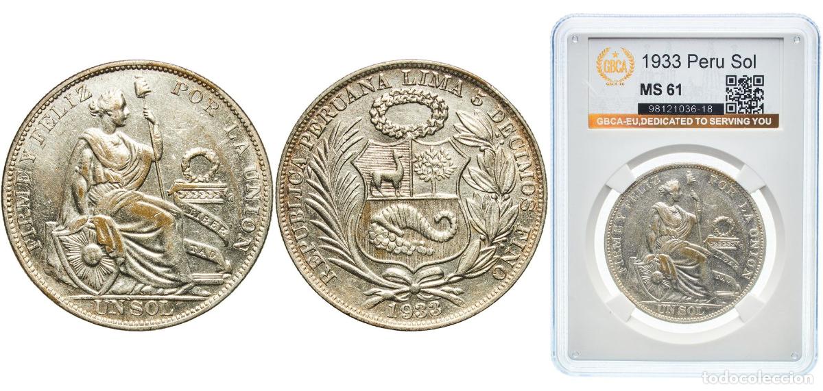 Material numism&aacute;tico: Peru Republic 1933 1 Sol Silver (.500) (Copper .400, Nickel .100) Lima Mint (5000) 25g GBCA MS KM