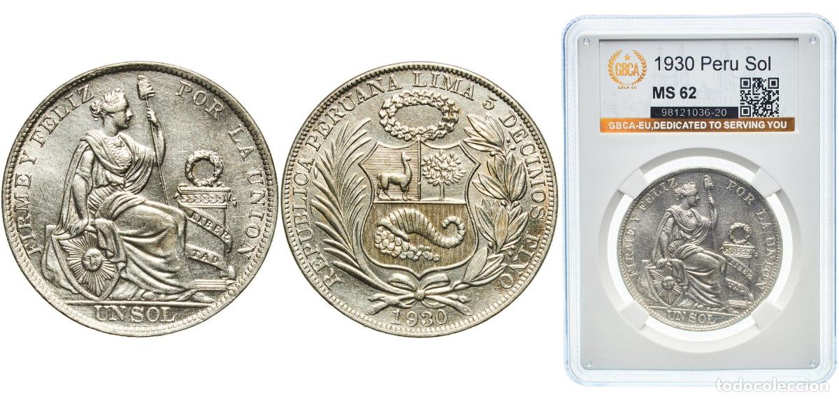 Material numism&aacute;tico: Peru Republic 1930 1 Sol Silver (.500) (Copper .400, Nickel .100) Lima Mint (76000) 25g GBCA MS KM