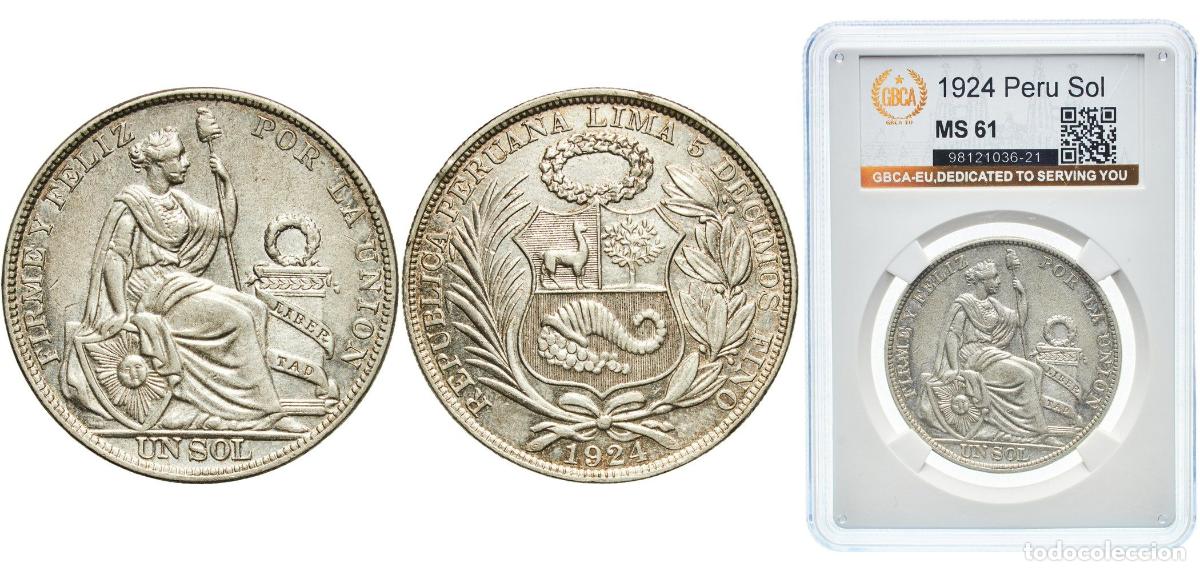 Material numism&aacute;tico: Peru Republic 1924 1 Sol Silver (.500) (Copper .400, Nickel .100) Lima Mint (3113196) 25g GBCA MS