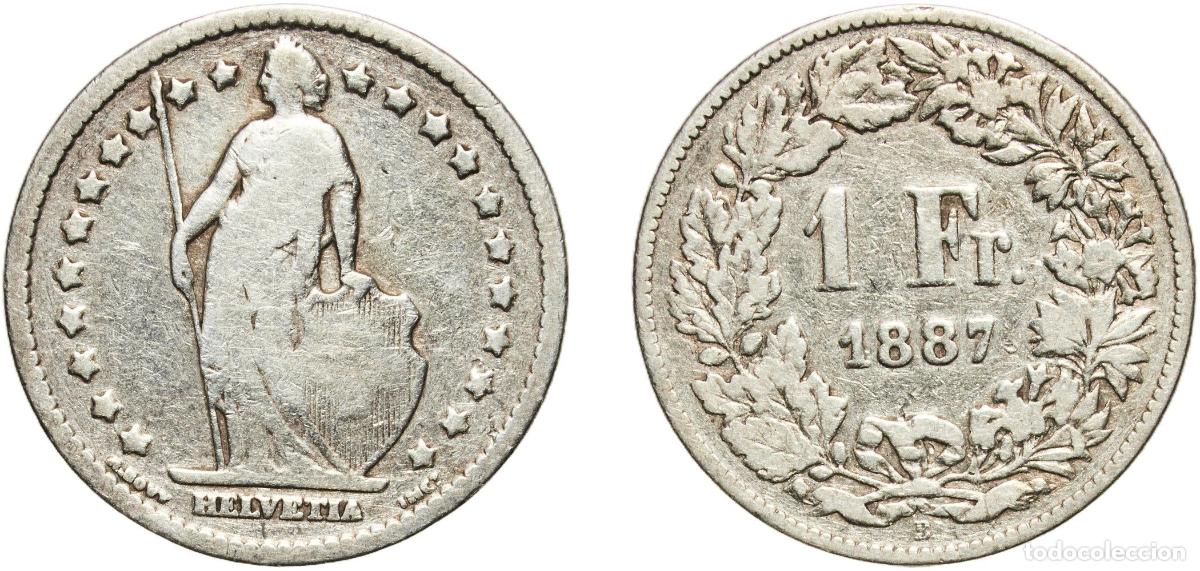 Material numism&aacute;tico: Switzerland Federal State 1887 B 1 Franc (Helvetia standing; silver) Silver (.835) (16.5% copper) B