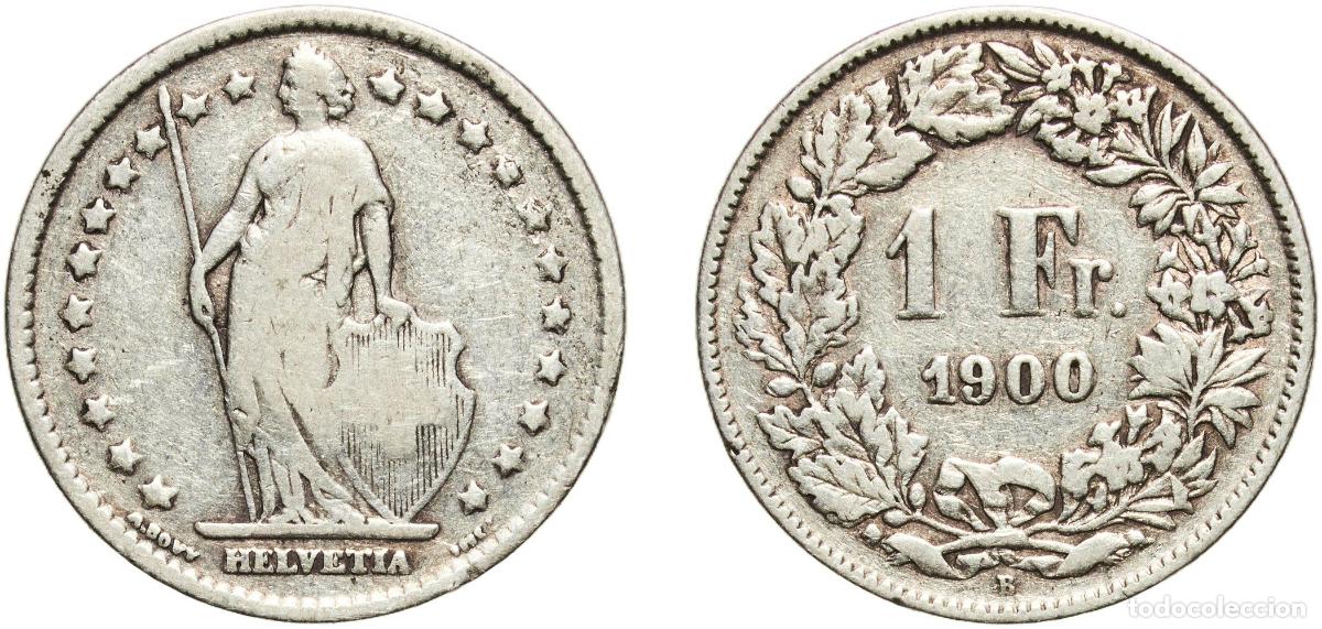 Material numism&aacute;tico: Switzerland Federal State 1900 B 1 Franc (Helvetia standing; silver) Silver (.835) (16.5% copper) B