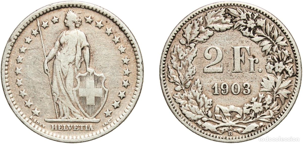 Material numism&aacute;tico: Switzerland Federal State 1903 B 2 Francs (Helvetia standing; silver) Silver (.835) (16.5% copper)