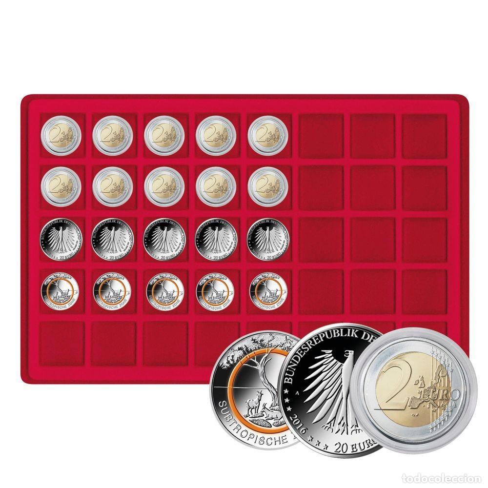 Material numism&aacute;tico: Bandeja monedas; para 35 monedas de 2 &euro;uros en c&aacute;psulas. - Foto 14