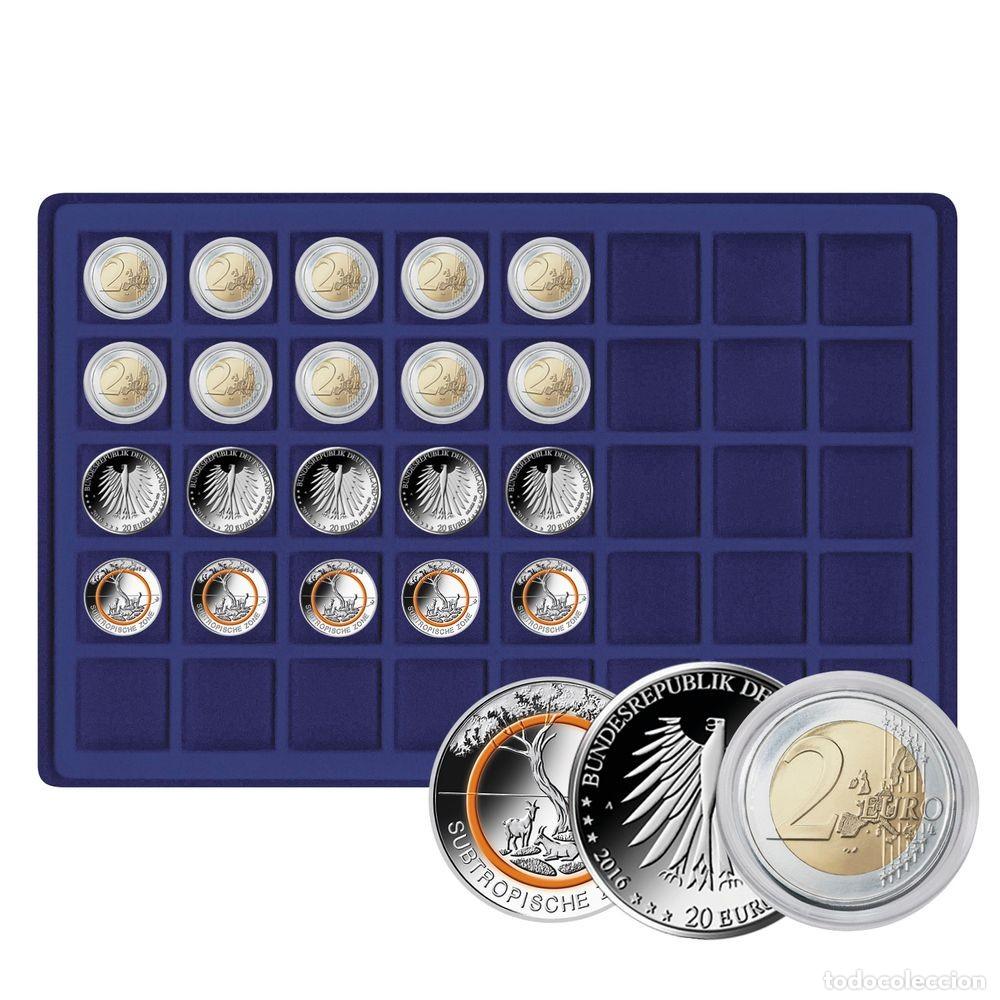 Material numism&aacute;tico: Bandeja monedas; para 35 monedas de 2 &euro;uros en c&aacute;psulas. - Foto 15