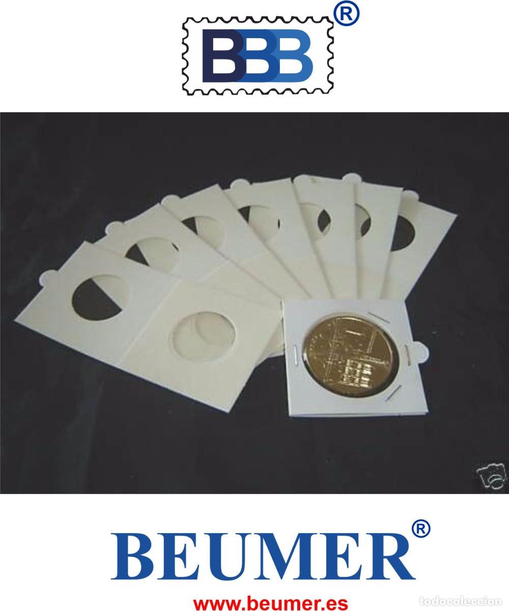 Material numism&aacute;tico: 1000 Cartones para monedas di&aacute;metros a elegir por comprador. Con solapa. Alta calidad.