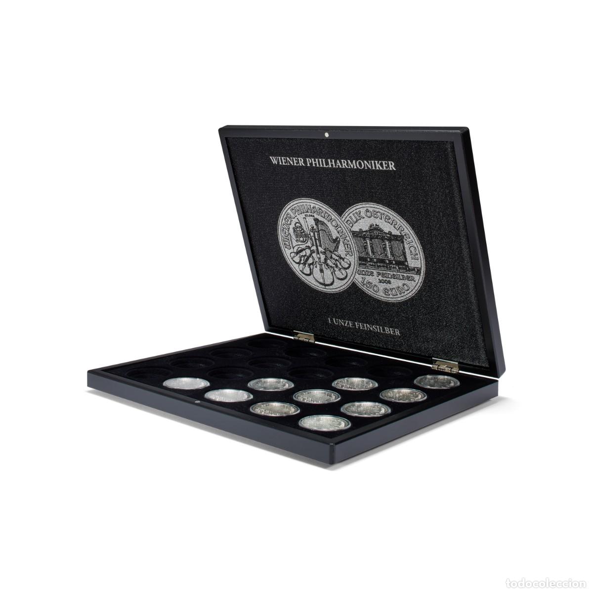 Material numism&aacute;tico: Estuche Volterra para20 monedas Onzas Plata de Filarm&oacute;nica de Viena.