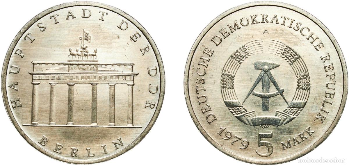 Material numism&aacute;tico: Germany German Democratic Republic Democratic republic 1979 A 5 Mark (Brandenburg Gate) Copper-nick