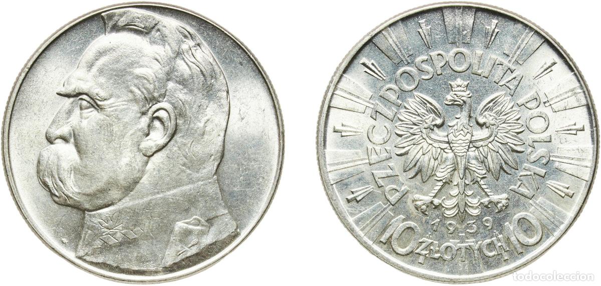 Material numism&aacute;tico: Poland Second Republic 1939 10 Złotych (J&oacute;zef Piłsudski) Original luster Silver (.750) (1200000) 22