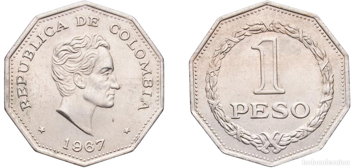 Numismatisches Material: Colombia Republic 1967 1 Peso Copper-nickel (75% Copper, 25% Nickel) Royal Mint (Tower Hill) (40004