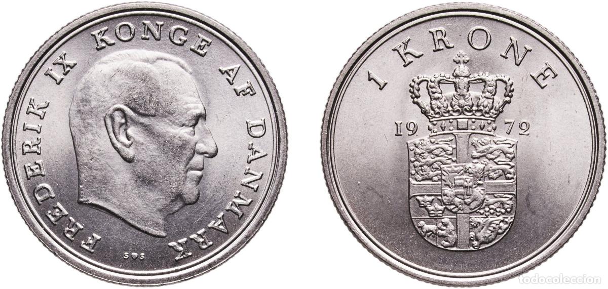 Material numism&aacute;tico: Denmark Kingdom 1972 S&hearts;S 1 Krone - Frederik IX Copper-nickel (75% copper, 25% nickel) Copenhagen Mi
