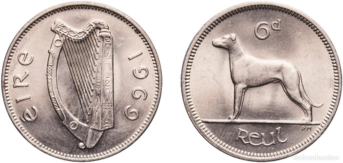 Material numism&aacute;tico: Ireland Republic 1969 Reul / 6 Pingine Copper-nickel Royal Mint (Tower Hill) (2000000) 4.47g UNC K