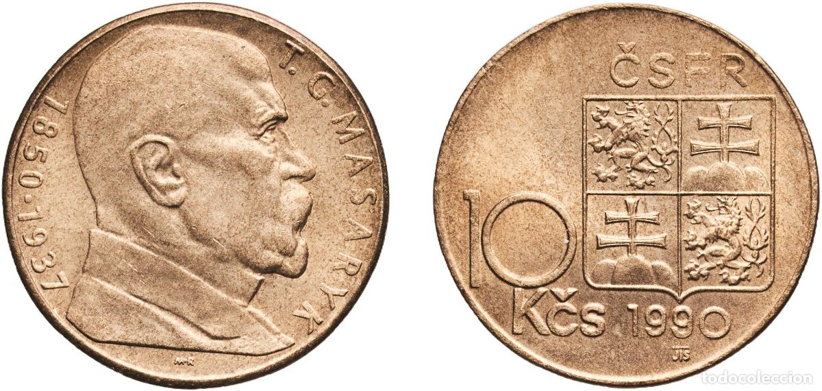 Material numism&aacute;tico: Czechoslovakia Federal Republic 1990 10 Korun (T. G. Masaryk) Nickel brass Kremnica Mint (9990000)