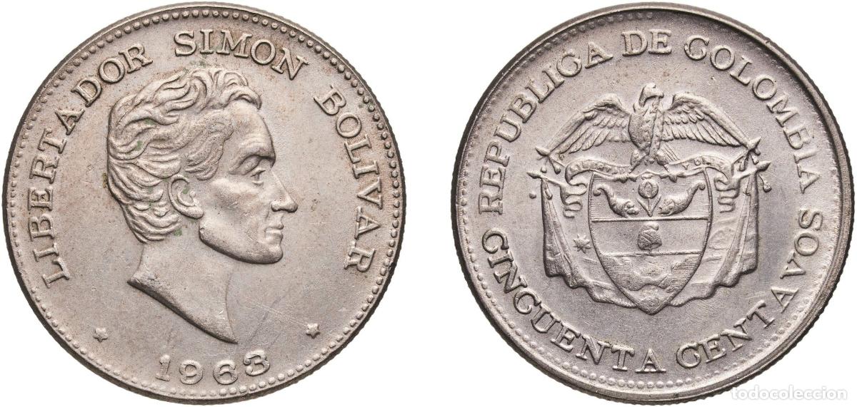 Material numism&aacute;tico: Colombia Republic 1963 50 Centavos Copper-nickel (75% Copper, 25% Nickel) Casa de Moneda de Colombi