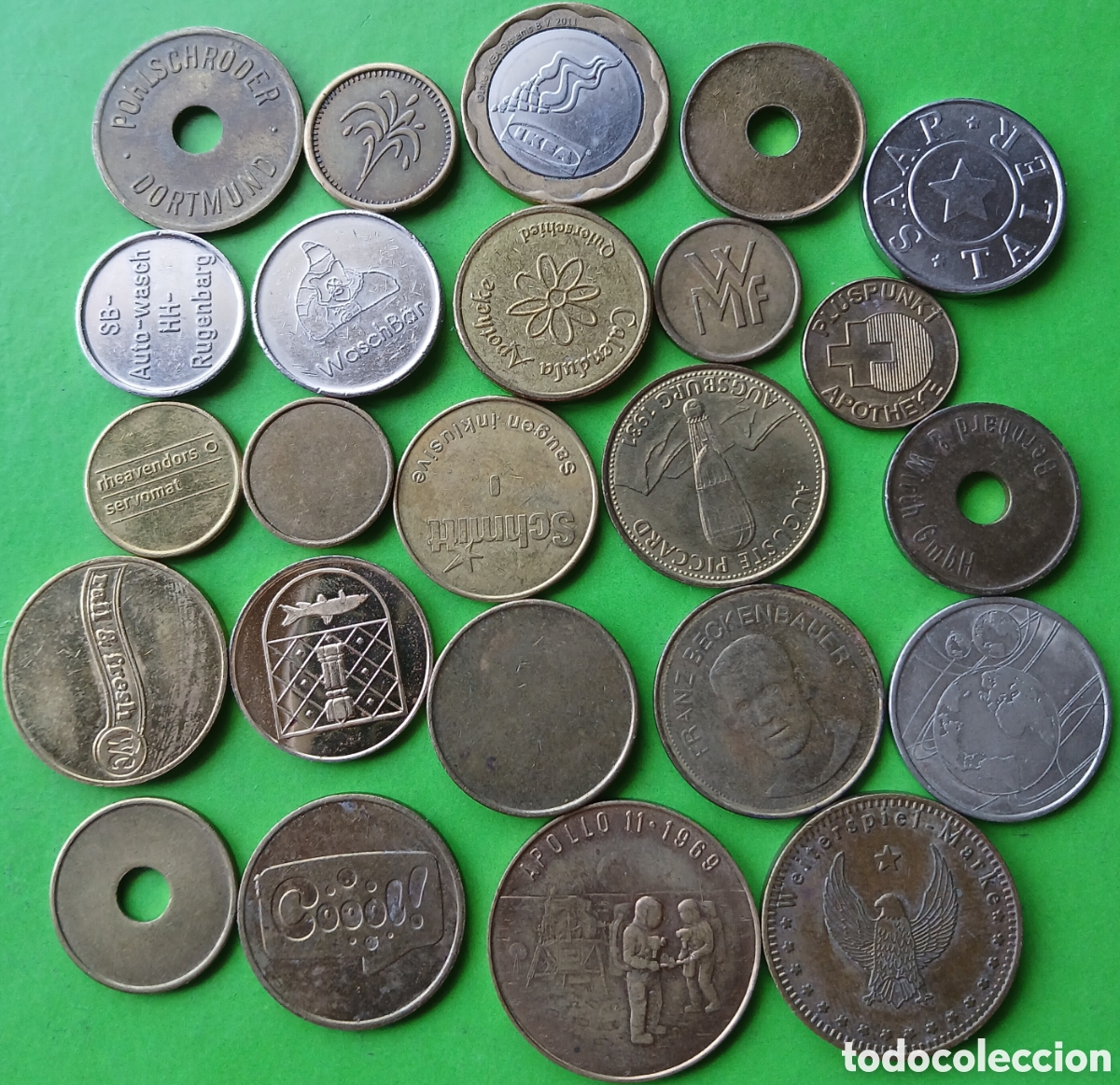 Material numism&aacute;tico: Lote 24 token/fichas diferentes